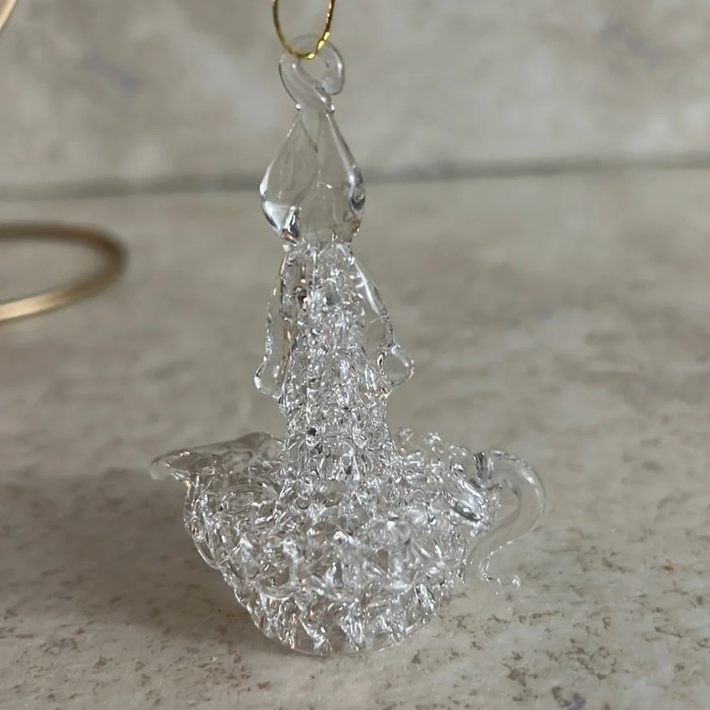 Old Vintage Christmas Spun Glass Ornament Stocking and Candlestick
